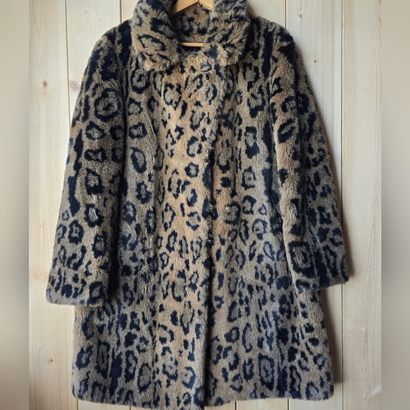 Olympia Limited Inc Jackets & Blazers - Vintage Olympia Limited Inc Leopard Print Faux Fur Parka Jacket Size Medium